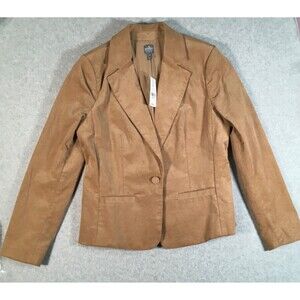Soho New York & Company Jeans Women's Corduroy Tan Beige One Button Blazer Sz M